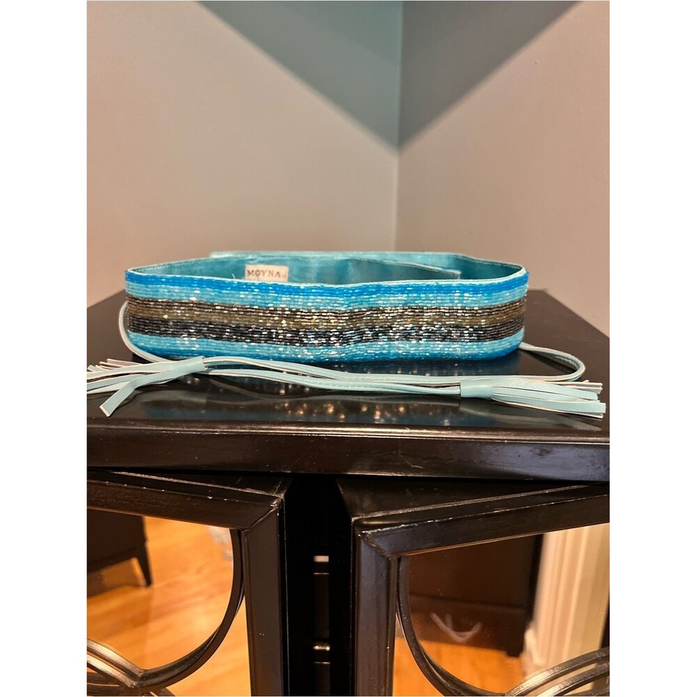 Moyna Beaded Turquoise Waist Belt with Tassels